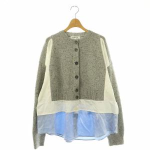 23AW LAYERED CARDIGAN カーディガン 38 グレー ホワイト ライトブルー