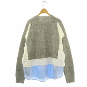 ENFOLD 23AW LAYERED CARDIGAN カーディガン 38 グレー ホワイト ライトブルー