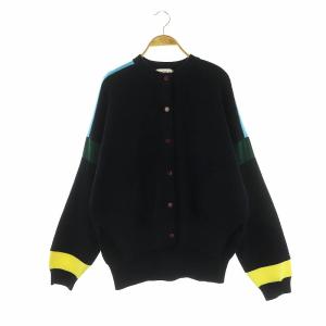 JACKET ニットジャケット ノーカラー 38 ネイビー マルチカラー /DO OS