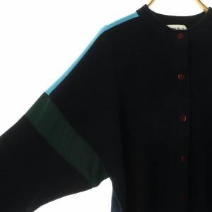 ENFOLD JACKET ニットジャケット ノーカラー 38 ネイビー マルチカラー /DO OS