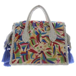 CARVING TRIBES Maestra テナンゴ風 刺繍バッグ トートバッグ 白 ホワイト /SR40