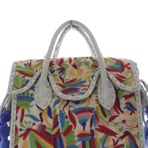 CARVING TRIBES Maestra テナンゴ風 刺繍バッグ トートバッグ 白 ホワイト /SR40
