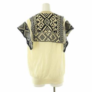 TOGA PULLA 22SS Jacquard knit top ニット カットソー ジャガード 38 アイボリー 黒 /MI