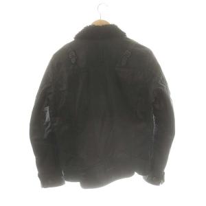 DIESEL ボアフライトジャケット レザー ジップアップ S ブラック /DO OS