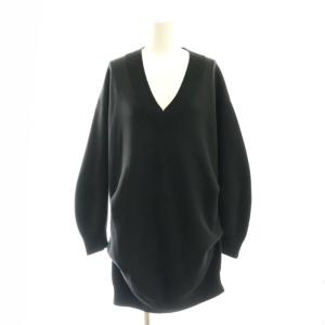 24AW ダブルニットtuck プルオーバーニットワンピース Vネック 黒 /CX OS