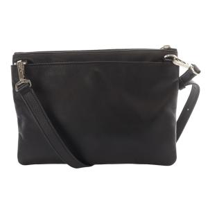 agnes b. プレッションショルダーバッグ レザー 黒 ブラック NS19A-02 /SR23