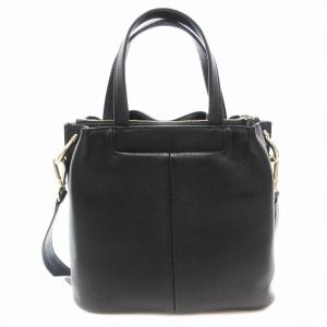 COLE HAAN 2way ハンドバッグ ショルダー 巾着 スモール バケット レザー シボ革 黒 ブラック /JS