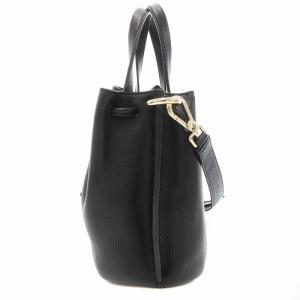 COLE HAAN 2way ハンドバッグ ショルダー 巾着 スモール バケット レザー シボ革 黒 ブラック /JS