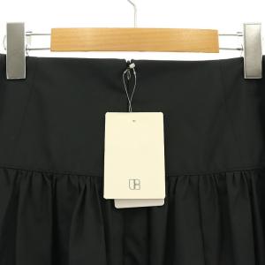 IENA 24SS タフタギャザースカート ロング フレア 38 ブラック /DO OS
