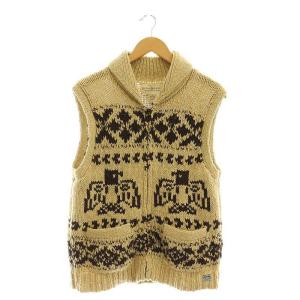 ニットガウンベスト リネン混 S/P ベージュ 茶 /MI OS