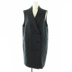 テーラーミニワンピース ベスト 前開き チェック柄 36 ネイビー ブラック /ES OS