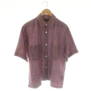 リネン ダブルパッチポケットハーフスリーブシャツ 半袖 M ブルー オレンジ /ES OS SH