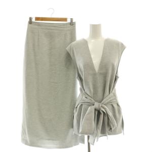 ストーリー リネンライクセットアップ 上下 ブラウス タイトスカート 2 グレー /AT OS SH