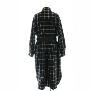 Grace Class 24AW ウールチェックシャツワンピース 金ボタン ステンカラー 36 黒 白 /CX OS SH