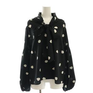 23AW ドットプリント2WAYブラウス 長袖 36 黒 ブラック 白 ホワイト 0323441036
