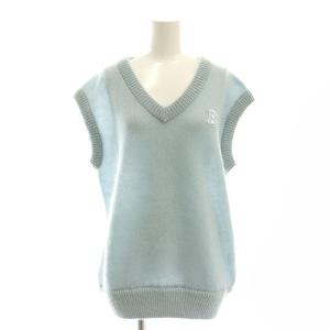 モヘヤVネックニットベスト プルオーバー 38 ライトブルー /HK OS