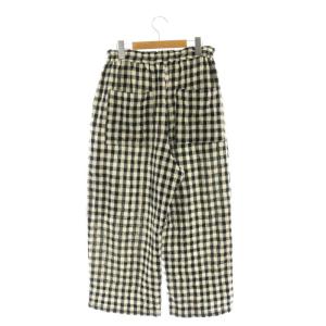 nest Robe 23AW ウールコットンリネンギンガムパンツ ワイド イージー F オフホワイト ブラック /DO OS
