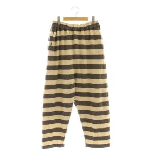 イージー ワイド リサイクルウールボーダーパンツ テーパード F ベージュ /HK OS