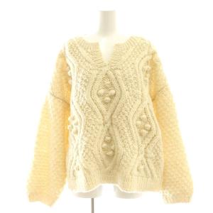 23AW ペルーニットポップコーンケーブルプルオーバー セーター キーネック ウール F アイボリー /DO