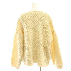 nest Robe 23AW ペルーニットポップコーンケーブルプルオーバー セーター キーネック ウール F アイボリー /DO