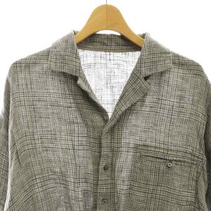 nest Robe 23AW トラッドリネンチェックシャツ 長袖 F オフホワイト カーキ ネイビーブルー /DO OS