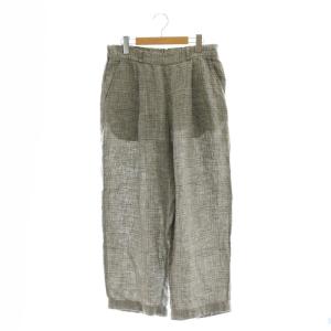 トラッドリネンチェックパンツ テーパード イージー F オフホワイト カーキ ネイビーブルー /DO OS