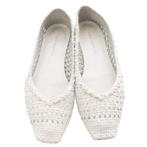 FABIO RUSCONI スクエアトゥ メッシュ パンプス レザー 36 白 ホワイト /SR15