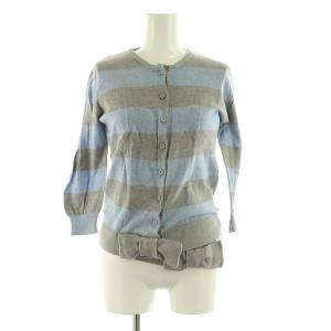 ボーダー アンサンブル ニット カーディガン タンクトップ イタリア製 USA S ブルー グレー /MY