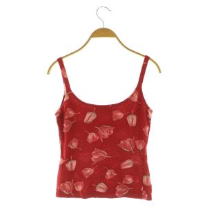 Salvatore Ferragamo チューリップ総柄 ニットカットソー ノースリーブ XS レッド /MY OS