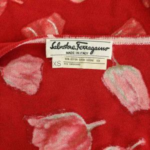 Salvatore Ferragamo チューリップ総柄 ニットカットソー ノースリーブ XS レッド /MY OS