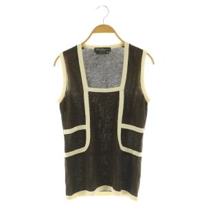 スクエアネック ノースリーブニット カットソー S ブラウン /MY OS