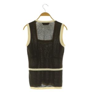 Salvatore Ferragamo スクエアネック ノースリーブニット カットソー S ブラウン /MY OS