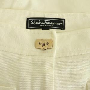 Salvatore Ferragamo ワイドデニムパンツ ジーンズ フレア ロールアップ 38 ホワイト /MY OS
