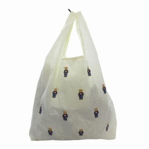 レインバッグ エコバッグ ボーダー ポロベア 総柄 ストラップ付き 黄 イエロー /FF