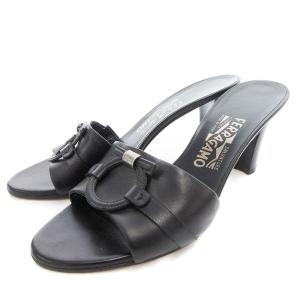 ガンチーニ ミュール サンダル レザー 7 黒 ブラック /JS