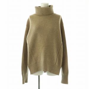 タートルネックニット セーター 長袖 ウール カシミヤ ベージュ /NR OS