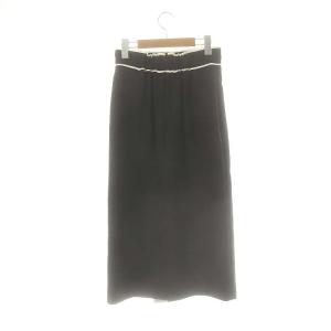 Tiara カラーブロックラップ風タイトスカート ロング 3 ブラック ベージュ /DF OS