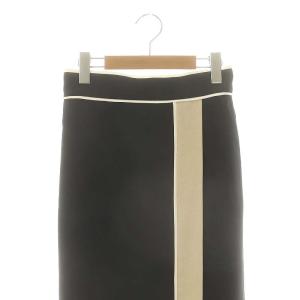 Tiara カラーブロックラップ風タイトスカート ロング 3 ブラック ベージュ /DF OS