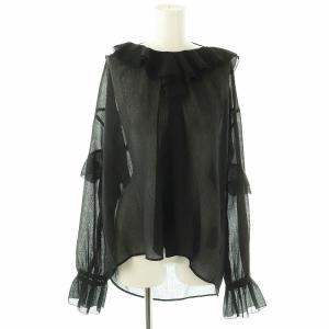 24AW フリルラッフルシアーブラウス 長袖 ブラック /DF OS