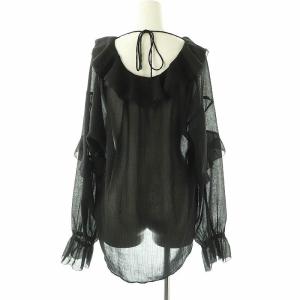 SLOBE IENA 24AW フリルラッフルシアーブラウス 長袖 ブラック /DF OS