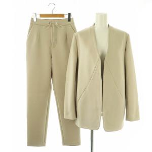 ダブルスタンダードクロージング セットアップ ノーカラージャケット テーパードパンツ 36 ベージュ /MI