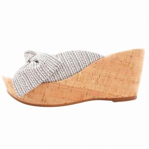 DIANA サンダル ミュール ウェッジソール リボン ラメ M 黒 ブラック 白 ホワイト /GV