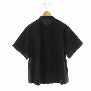 TOMORROWLAND collection 23SS コンパクトブロード プリーツブラウス バンドカラー 36 紺 /MI OS