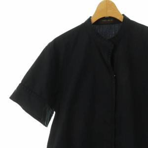 TOMORROWLAND collection 23SS コンパクトブロード プリーツブラウス バンドカラー 36 紺 /MI OS