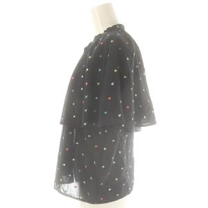 TOMORROWLAND collection 24SS キャンディドットエンブロイダリー ケープカラーブラウス バンドカラー 36 黒 マルチカラー