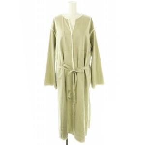 ブライトツイルワンピース ノーカラースキッパー ベルト付き 38 ベージュ オフホワイト /MI OS