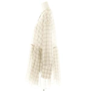ADORE 24SS マナードウールブラウス チェック チュニック 38 アイボリー 黒 /MI OS