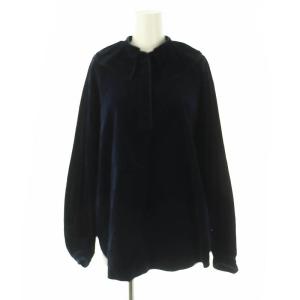 キャラメルヴェルト ラッフルカラーブラウス 36 紺 /MI OS