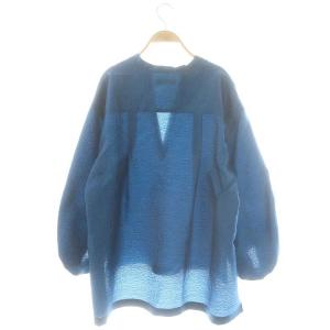 ADORE 24SS ラスタージャガードブラウス チュニック ノーカラースキッパー 38 青 /MI OS