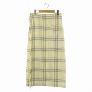 ウールカシミヤブランケット ラップミディスカート チェック F アイボリー グレー 水色 /MI OS